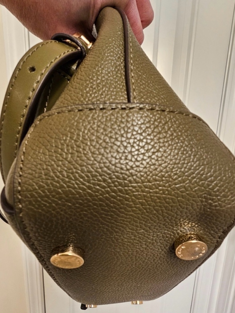 Michael Kors Olive Pebbled Leather Backpack with Gold Hardware - Picture 11 of 13